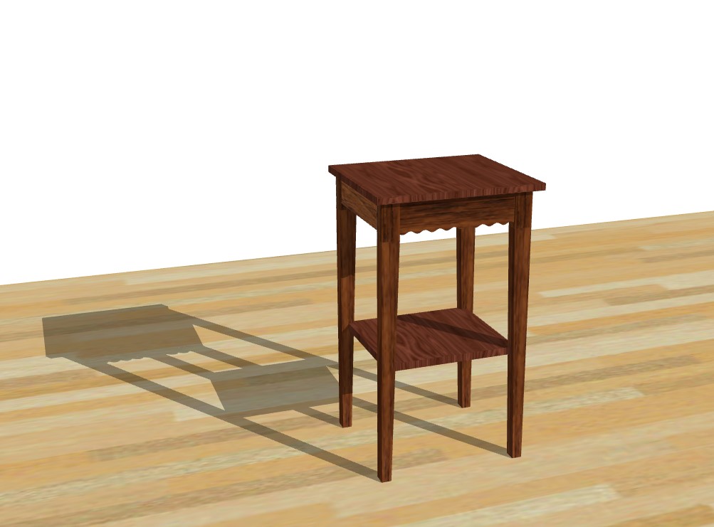 Walnut nightstand with lower shelf
